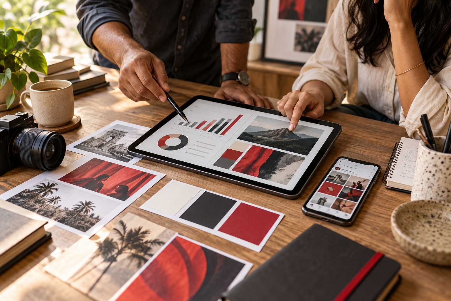 Illustrative marketing workspace